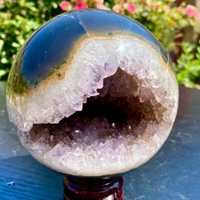 3.8LB Polished Purple Amethyst Agate Sphere Gemstone Crystal Ball Reiki M picture