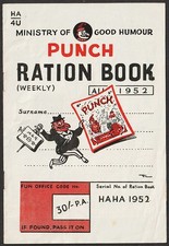 1952 PUNCH magazine mock Ration Book of cartoons picture