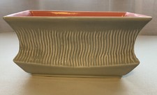 Vtg Red Wing Pottery Light Gray & Peach Rectangle Textured Planter B2101 MCM picture