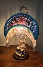 Vintage romantic table lamp with a hand-sewn crescent-shaped moon lampshade picture
