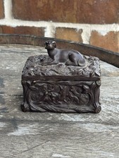 Antique Wilhelm Schiller & Son WSS Majolica Dog Match Striker Box Hunting picture