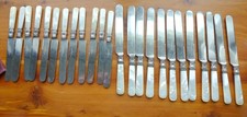 Group of 24 Antique Meriden 1855 Mother of Pearl Sterling Collar Knives picture