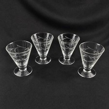 Vintage Etched Vine Footed Pilsner Style Tumbler Glasses Set of 4 Clear 4.75