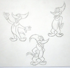 1990's WOODY WOODPECKER Walter Lantz ORIGINAL PRODUCTION cel MODEL DRAWING picture