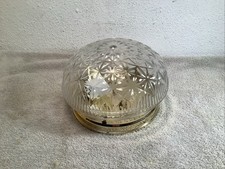 Vintage Ceiling Light Fixture Flush Mount Brass Tone Light Clear Glass Shade 7” picture