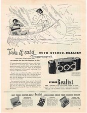 1952 Stereo Realist 3D 3-D 35mm Camera art Canoeing Vintage Print Ad picture