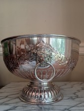 Victorian Silverplate Centerpiece Bowl/Ice Bucket Silver on Copper Lion READ picture