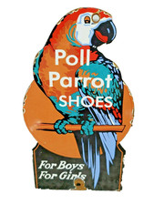 VINTAGE POLL PARROT PORCELAIN SIGN SHOES GIRL BOY FOOTWEAR BOOTS UNION CLOTHING picture