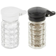 Moisture Proof Salt and Pepper Shakers with Hinged Flip Top Lid 1.5 oz Glass picture