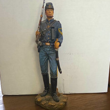 Painted Resin Union Soldier Statue Blue Uniform Holding Rifle picture