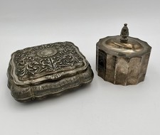 Set Of 2 Vintage Godinger Silverplate Jewelry Boxes Baroque Victorian Style picture