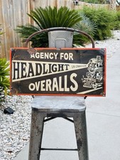 Headlight Overalls Porcelain Advertising Sign Roughly 24 inches picture