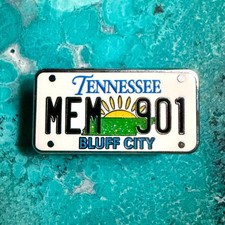 Memphis 901 Hard Enamel Pin Vintage License Plate, Souvenir, Bluff City picture