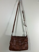 Vilenca Holland Vintage Woven Leather Crossbody Bag Boho Distressed Patchwork picture