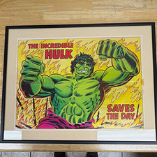 Hulk Marvel Poster Matted & Framed Paper Xerox Education Publications 1979  picture