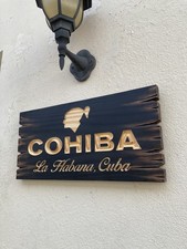 Cohiba Cigar Lounge Whiskey Bar Bourbon  Wood Sign Carved Tavern Antique Look picture