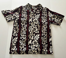 Aloha Republic Hawaiian Shirt Men’s Large Burgundy Floral Made in Hawaii USA picture