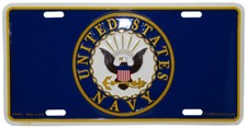 US Navy USN Emblem Embossed Metal License Plate 6 x 12 inches picture