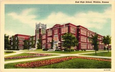 East High School Wichita Kansas Postcard CT Art-Colortone 1936 Architecture picture