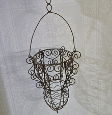 Vtg Metal Wire Hanging Planter Flower Basket French Country Farmhouse 10.5