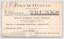 1911 John B Duguid Trunks Suit Cases & Veneer Goods Toledo OH Business Receipt picture