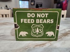 Vintage US Forest Service Do Not Feed Bears Porcelain Sign National Park Service picture
