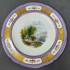 Minton Lavender and Hand Painted Scene 9 1/4