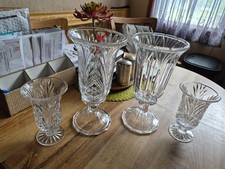 Lead Crystal Cristal Deplomb Glass Vase 7 Inches Tall 6 piece set Rare Find picture