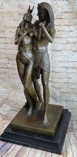 Original Ancient Egyptian King  Queen Bronze Sculpture Hand Made Figurine Deal picture