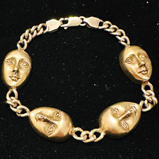 RARE Sergio Bustamante 925 Silver Face Mask Bracelet & Ring Set ( 57g ) picture