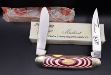 Vintage Frost Cutlery Muskrat Pocket Knife Candy Stripe Micarta NOS Box Papers picture