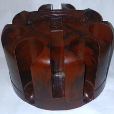 Vintage Bakelite Poker Chip Caddy Mahogany picture