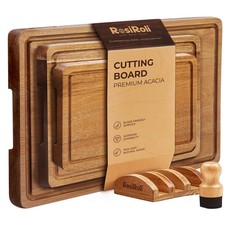 Acacia Wood Cutting Board Set of 3 for Kitchen — Non-Toxic, Kiln-Dried & Pre-Oil picture