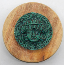 Vintage MCM Mayan Aztec Crushed Green Malachite 3D 5