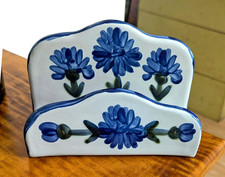 Vintage Louisville  Stoneware Bachelor Buttons Napkin / Letter Holder USA picture