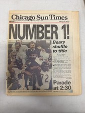 Chicago Sun-Times BEARS NUMBER 1 Super Bowl XX Jan 27 1986 paper unused 1985 picture