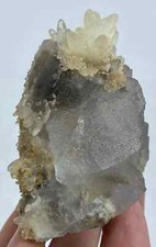208 Gram Beautiful Cubic Fluorite With Calcite From Pakistan picture