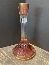 Red/Pink Genuine Lead Crystal Candle Stick made in Italy picture