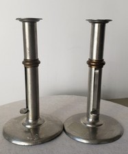 Vtg  Pewter/Brass Mid CENTURY Modern Push Up Design Candle Holder Hallmarked picture