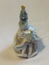 Holiday Time Porcelain Santa Dinner Bell 7” picture