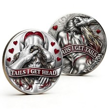 Funny Heads or Tails Challenge Coin, Novelty Collectible Gift Token picture