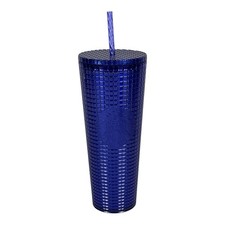 Starbucks Shimmery Blue Tumbler 24 Oz Shimmer Straw Studded New picture