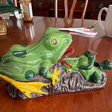 Antique Cast Iron Two Frogs Mechanical Bank Cribbage Board Peg Game 1920s Rare picture