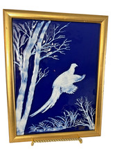 French Vintage LIMOGES Blue Porcelain Wall Plaque Fontanille & Marraud  10x14 picture