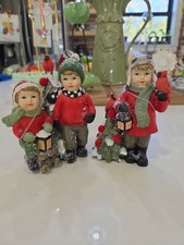 Set of Valerie Parr Hill Christmas Holiday Scenery Children Cardinal Figurines picture