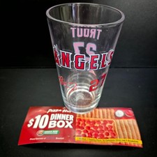 Pizza Hut Mike Trout Pint Glass16oz Clear Angels 2012 Rookie Stats MLB picture