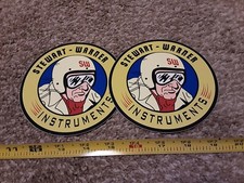 Lot of 2 Vintage Stewart Warner Gauges Racing Decals Stickers NHRA Hot Rod Rat picture