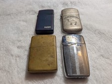 Vintage Lot Of 4 Lighters Zippo Solid Brass Slim Ronson Camel picture