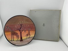 Hand Carved Kisii Soapstone Giraffe Plate Kenya African Wildlife Art VG picture