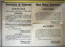WW2 RARE POSTER POSTER AMGOT SICILY HUSKY LANDING 1943 PALERMO ORDINANZ JORDAN picture